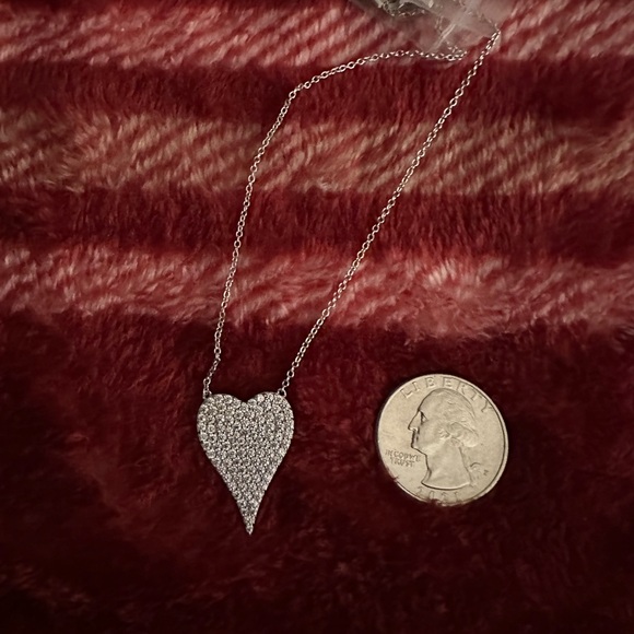 Diamonique Heart Pendant Necklace - Picture 2 of 6